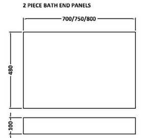 Technical image of Hudson Reed Midnight Side & End Bath Panel Pack (Gloss Black, 1700x750).