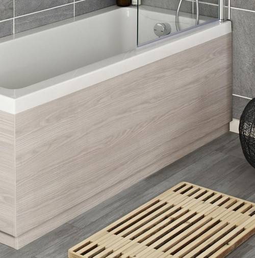 Example image of Hudson Reed Horizon Side & End Bath Panel Pack (White Oak, 1700x750mm).