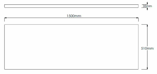 Technical image of Crown Bath Panels Acrylic White Side Bath Panel (1500mm).