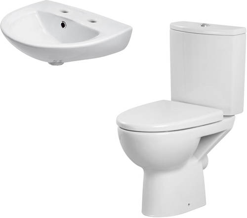 Larger image of Premier Pandora Bathroom Suite With Toilet, 450mm Basin (2TH).