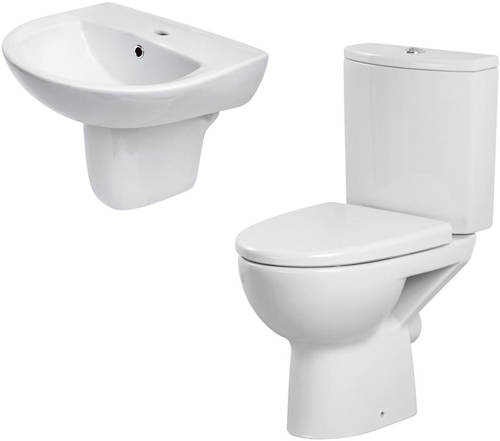 Larger image of Premier Pandora Suite With Toilet, 550mm Basin & Semi Pedestal (1TH).