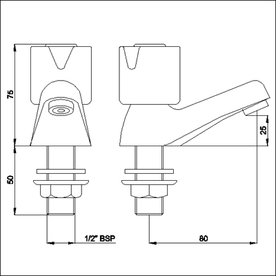 Technical image of Ultra Exact Basin Taps (pair, standard valves)