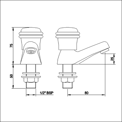 Technical image of Ultra Line Basin taps (pair, standard valves)