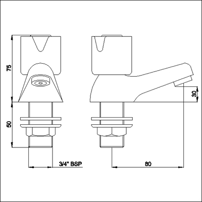 Technical image of Ultra Exact Bath Taps (pair, standard valves)