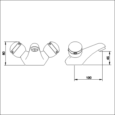 Technical image of Ultra Contour Mono basin mixer (chrome/gold, standard valves)