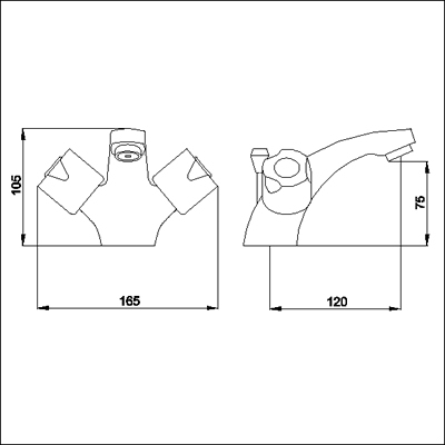 Technical image of Ultra Exact Mono basin mixer tap with pop up waste (standard valves).