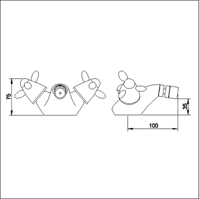 Technical image of Neptune Mono bidet mixer tap + Free pop up waste (standard valves)