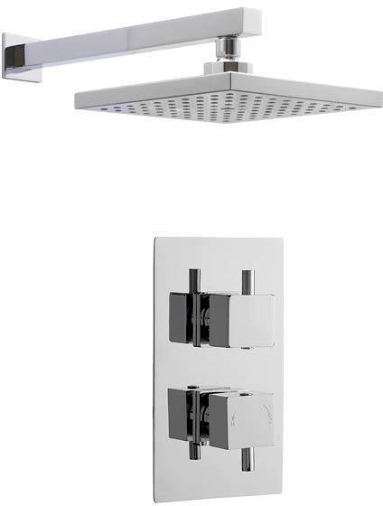 Larger image of Premier Showers Twin Thermostatic Shower Valve & Square Head (Chrome).