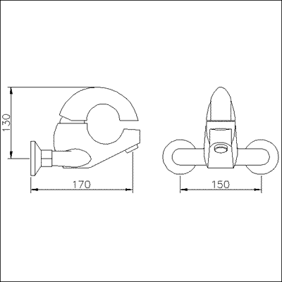 Technical image of Ultra Hola Single lever wall mounted bath filler