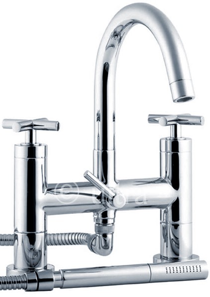 Larger image of Ultra Helix X head bath shower mixer small swivel spout and shower kit.