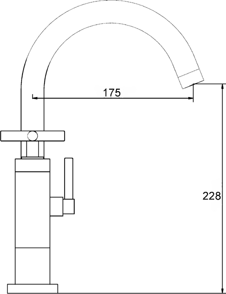 Technical image of Ultra Helix X head bath shower mixer small swivel spout and shower kit.