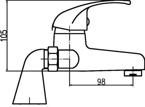 Technical image of Nuie Eon Bath Filler Tap (Chrome).