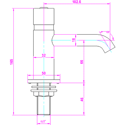 Technical image of Solo Minimalist Non Concussive Taps (Pair, Push Type)