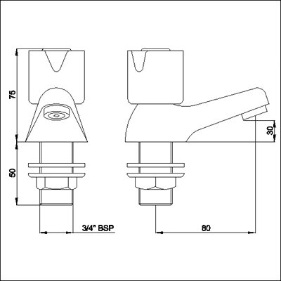 Technical image of Ultra Exact Bath Taps (pair, ceramic valves)