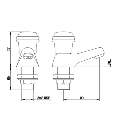 Technical image of Ultra Line Bath taps (pair, ceramic valves)