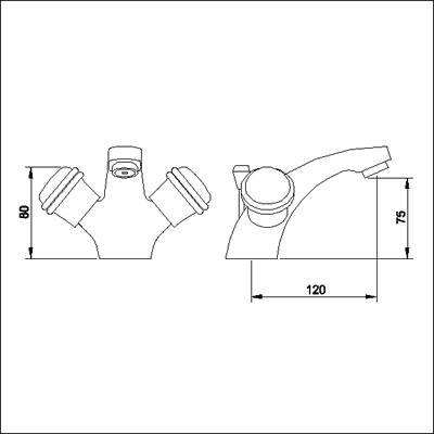 Technical image of Ultra Line Mono basin mixer tap + Free pop up waste (ceramic valves)