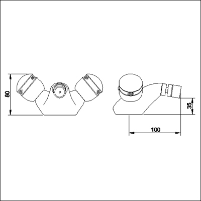 Technical image of Ultra Contour Mono bidet mixer (chrome/gold, ceramic valves)