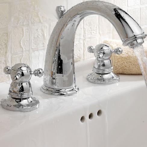 Example image of Monet Luxury 3 tap hole basin mixer with free pop up waste.