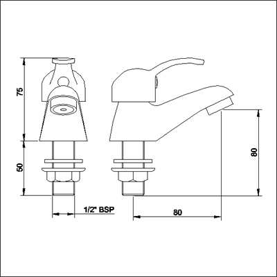Technical image of Ultra Colonade Basin taps (pair)