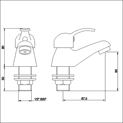 Technical image of Ultra Colonade Bath taps (pair)