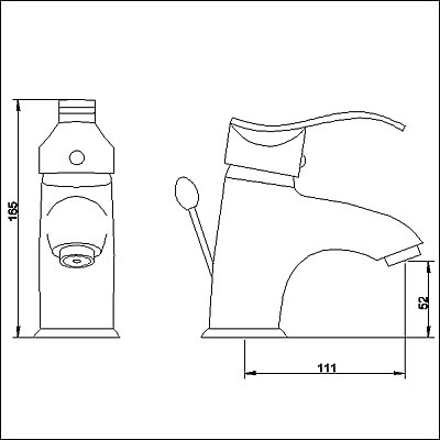 Technical image of Ultra Crest Single lever mono basin mixer + pop up waste.