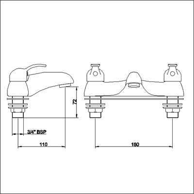 Technical image of Ultra Colonade Bath filler.