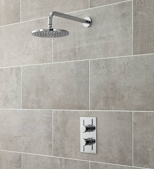 Larger image of Pioneer Twin Concealed Thermostatic Shower Valve & Round Head (Polymer).