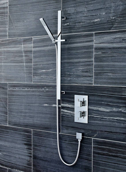 Larger image of Pioneer Twin Concealed Thermostatic Shower Valve & Slide Rail Kit (Polymer).