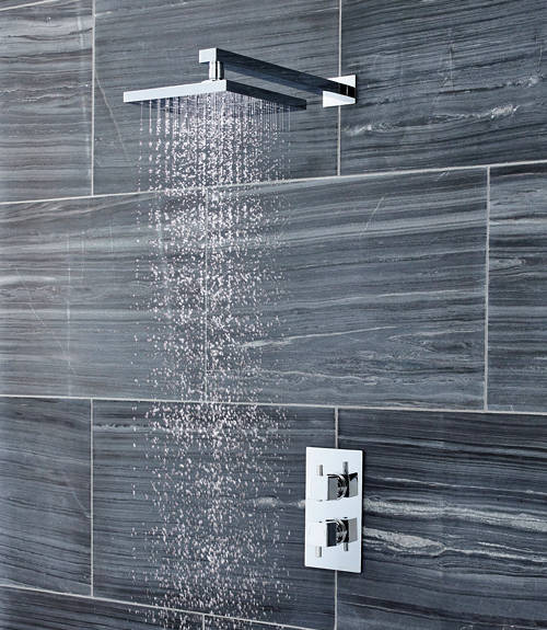 Larger image of Pioneer Twin Concealed Thermostatic Shower Valve & Square Head (Polymer).
