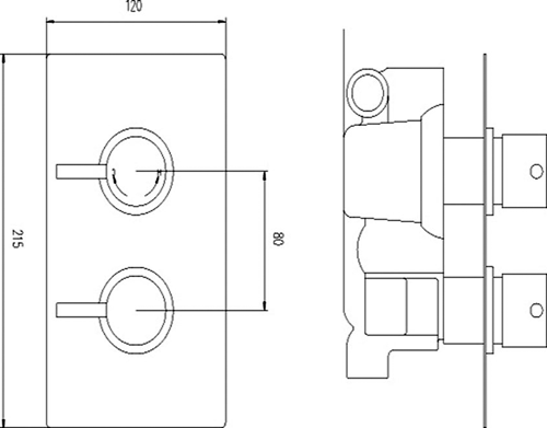 Technical image of Pioneer Thermostatic Shower Valve With Diverter, Riser & Body Jets (Polymer)