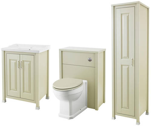 Larger image of Old London Furniture 600mm Vanity, 600mm WC & Tall Unit Pack (Pistachio).