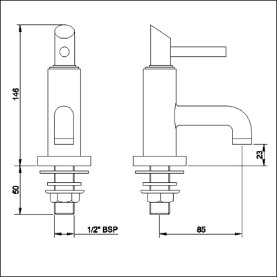 Technical image of Ultra Scene Basin taps (pair)