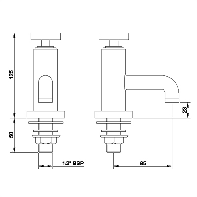 Technical image of Ultra Milo Basin taps (pair)