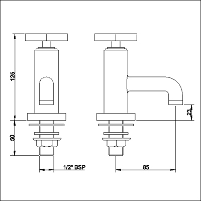 Technical image of Ultra Isla Basin taps (pair)