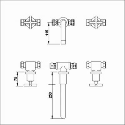 Technical image of Ultra Aspect 3 Tap hole wall mounted bath filler.