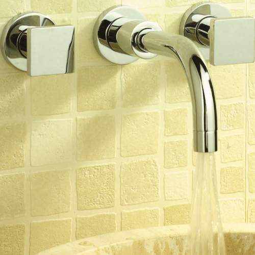 Example image of Ultra Milo 3 Tap hole wall mounted basin mixer.