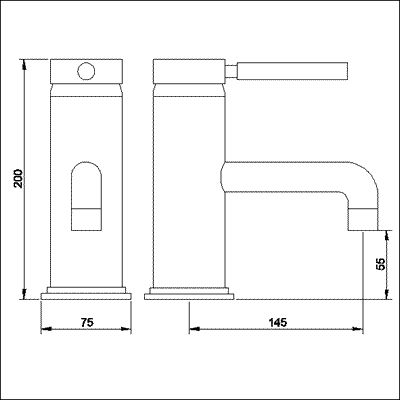 Technical image of Ultra Helix Single lever mono bath filler (chrome)