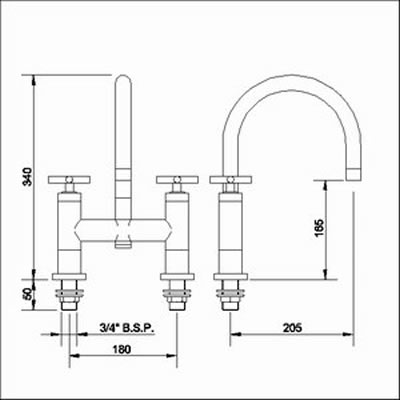 Technical image of Ultra Aspect Bath filler with swivel spout.