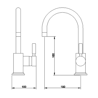 Technical image of Ultra Helix Kitchen tap with side lever (gold)