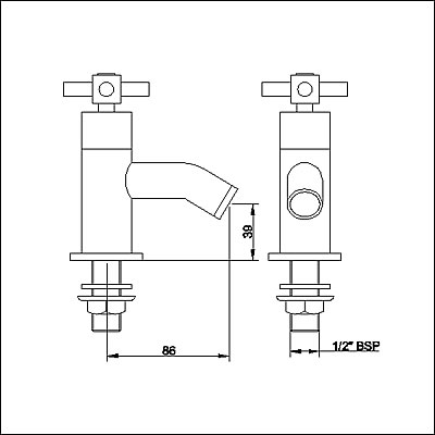 Technical image of Ultra Titan Basin taps (pair)