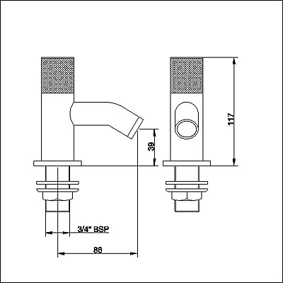 Technical image of Ultra Laser Bath taps (pair)