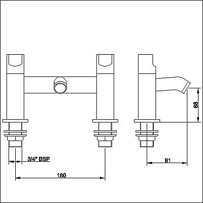 Technical image of Ultra Orion Bath filler tap.