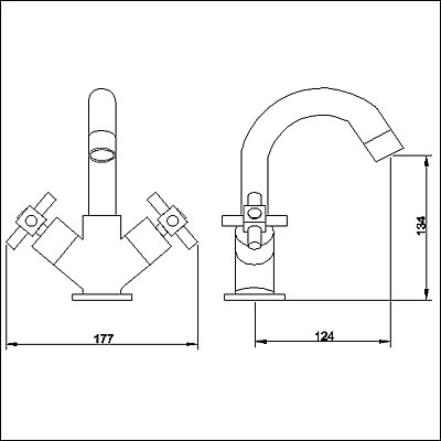 Technical image of Ultra Titan Mono basin mixer with swivel spout and free pop up waste.