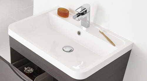 Example image of Premier Eclipse Wall Hung Vanity Unit & Basin 600mm (Grey Woodgrain).