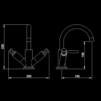 Technical image of Hudson Reed Tec Cross head Mono Basin Mixer with Small Spout + Pop Up Waste