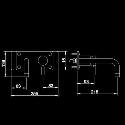 Technical image of Tec Single Lever Wall mounted bath mixer