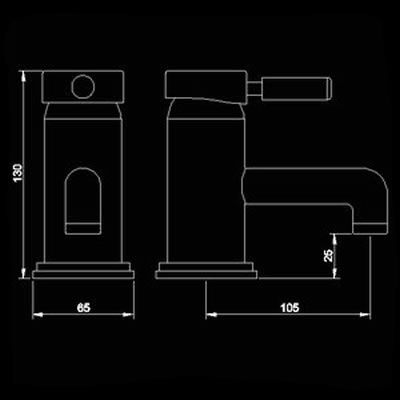 Technical image of Tec Single Lever Mono basin mixer + free push button waste.