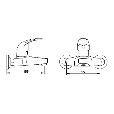 Technical image of Ultra Filo Single lever wall mounted bath filler.