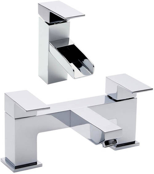 Larger image of Ultra Prospa Waterfall Basin & Bath Filler Tap Pack (Chrome).