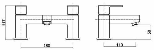 Technical image of Ultra Prospa Waterfall Basin & Bath Filler Tap Pack (Chrome).